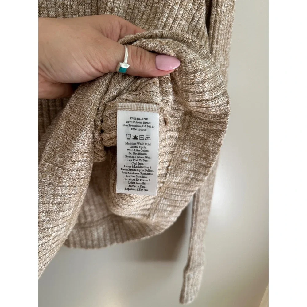Everlane Craft Rib Boxy Funnel Neck Women XS Cornstalk Bone NWT Sustainable Knit